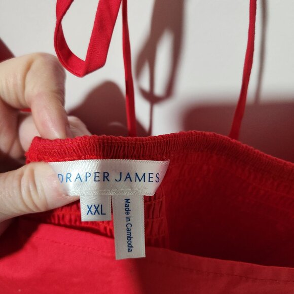 Draper James Red Short Sleeve Cotton Poplin Puff Sleeves BOHO Classic Dress XXL - Picture 2 of 7